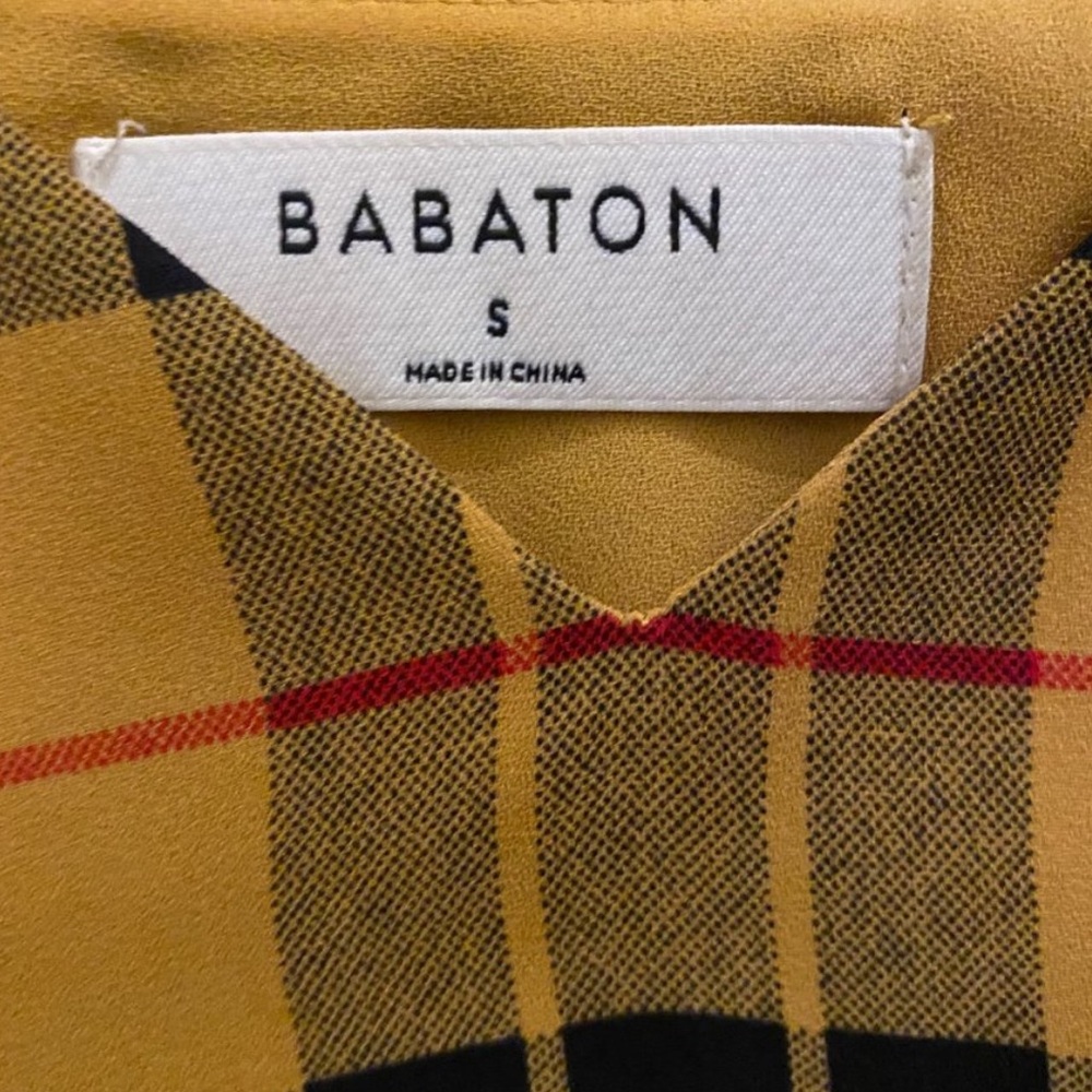 💛 Aritzia Babaton Yellow & Black Plaid Top Small